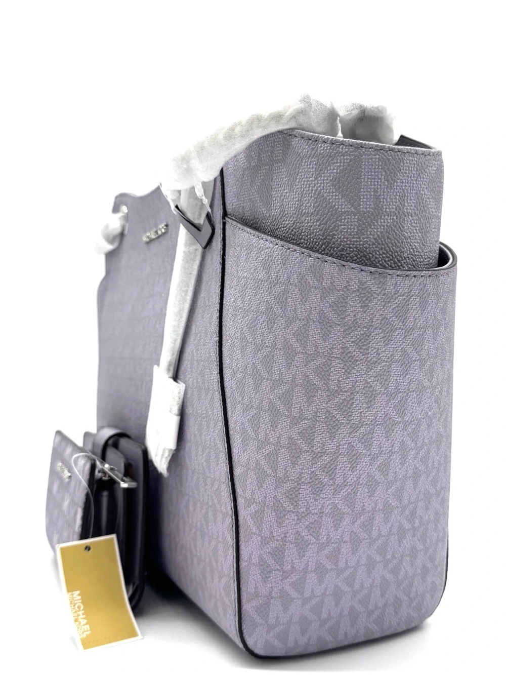 Michael Kors Large Signature Logo Shoulder Bag w Matching Bifold Wallet - Lilac